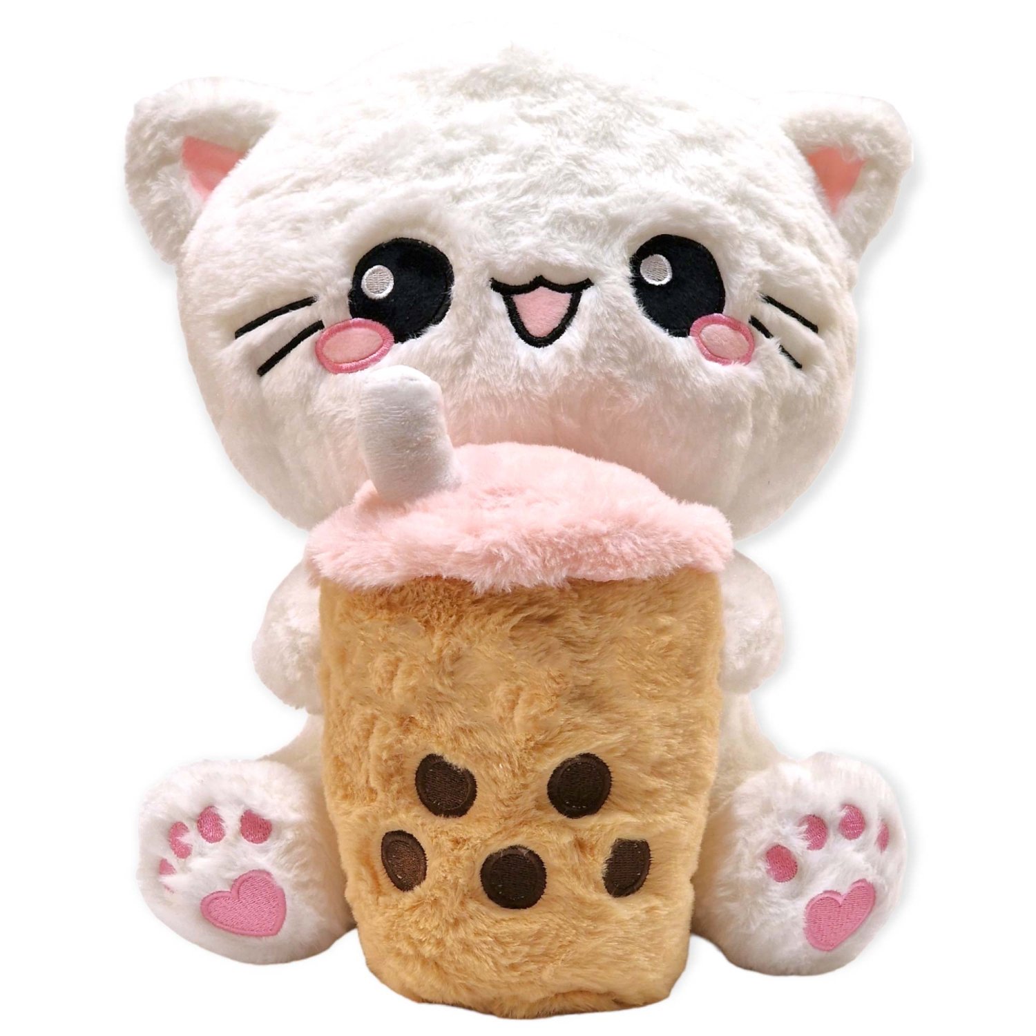 Boba Cat Plush Bubble Tea Pillow Emoticon Toy Cushion