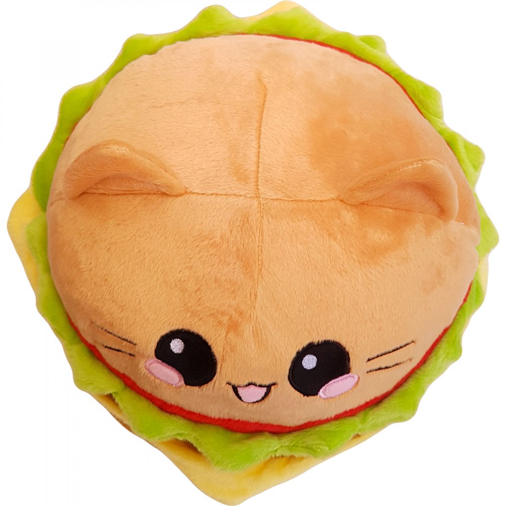 Burger Cat Emoticon Pillow Cheeseburger