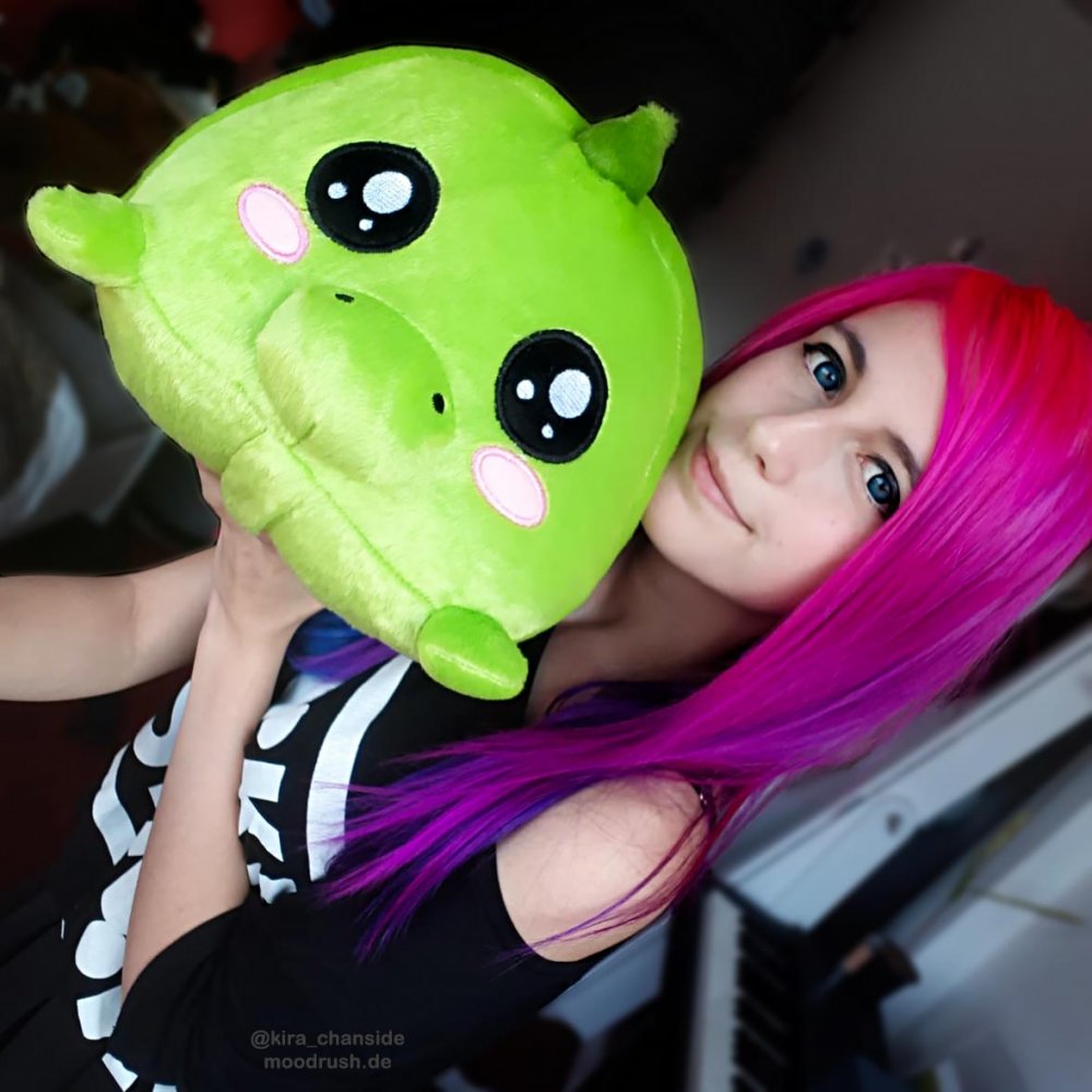 Cute Girl Pink Hair Dino Plush Toy