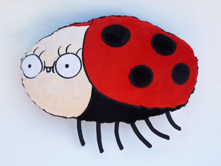 Smiley Bug Plush Pillow Cushion Shop  Beetle Dirty White Paint