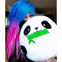 Fat Panda Pillow Cute Girl Emo Pink Blue Hair