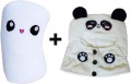 Marshmallow Panda Hoodie Plush Toy Marsh Mallow Cushion Smiley Pillow