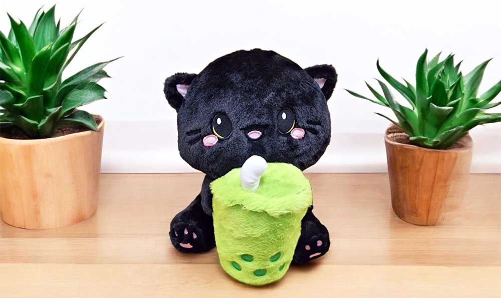 Matcha Cat Plush Tea Matcha Black Cat Plush Kitten